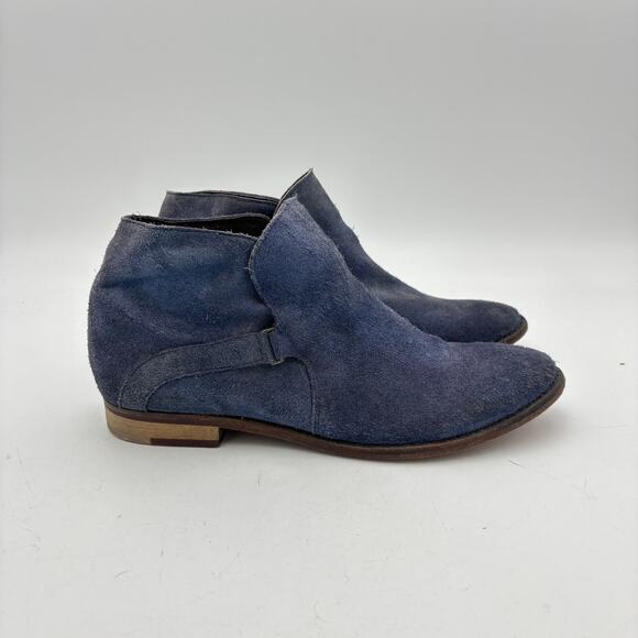 Free People Summit Blue Suede Ankle Boots Women's 38 US 8 Indie Boho - Picture 3 of 11